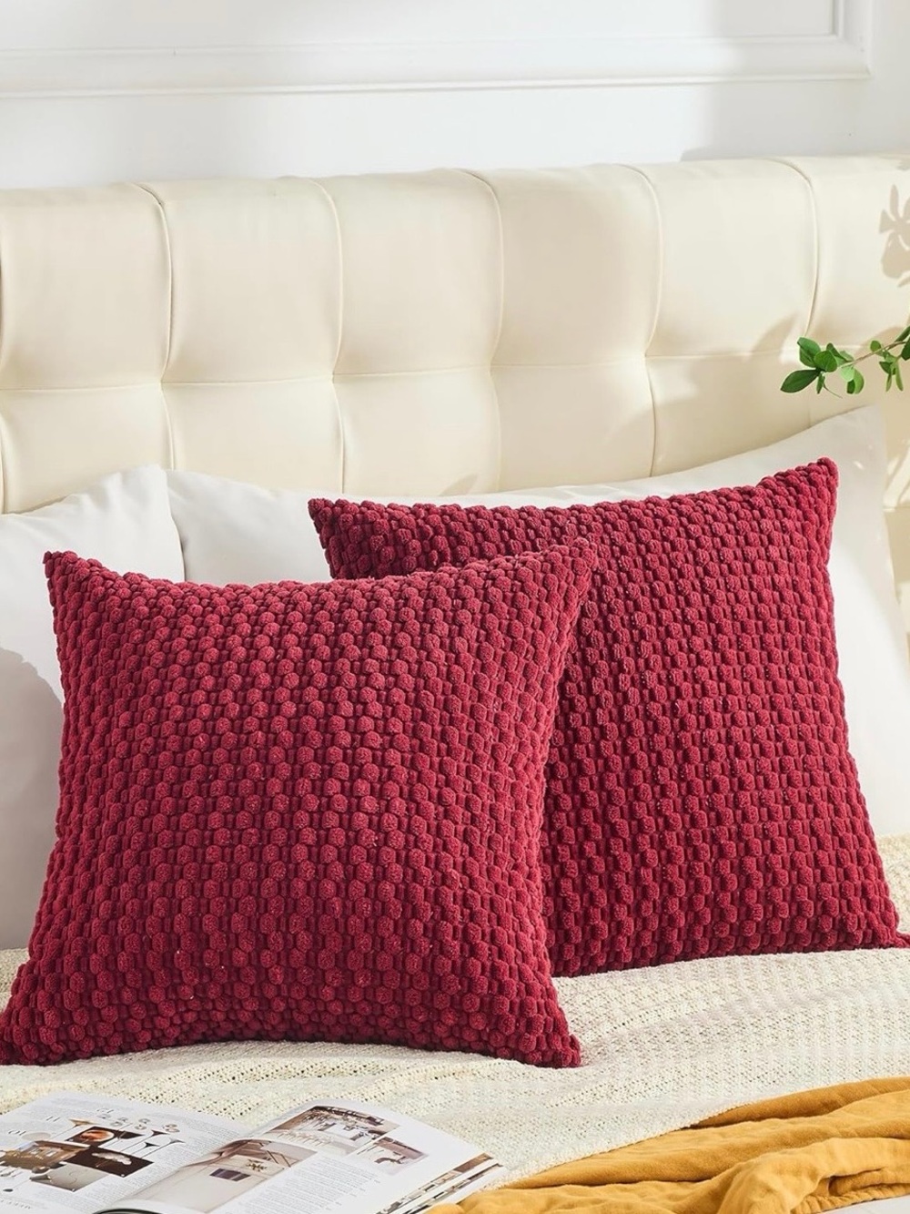 Dark Red Decorative Throw Pillow Covers